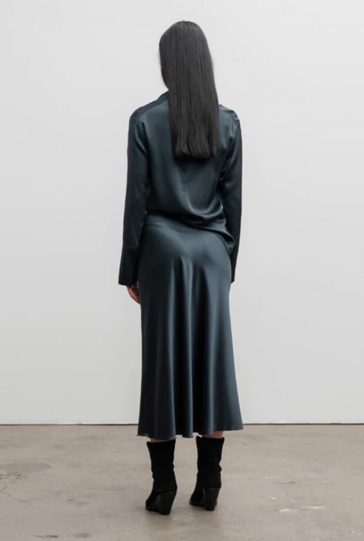 Hana satin skirt  Blue Grey
