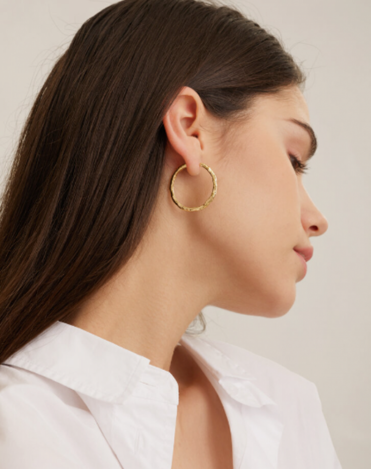 Fara Hammered Hoops Set Earrin Gold