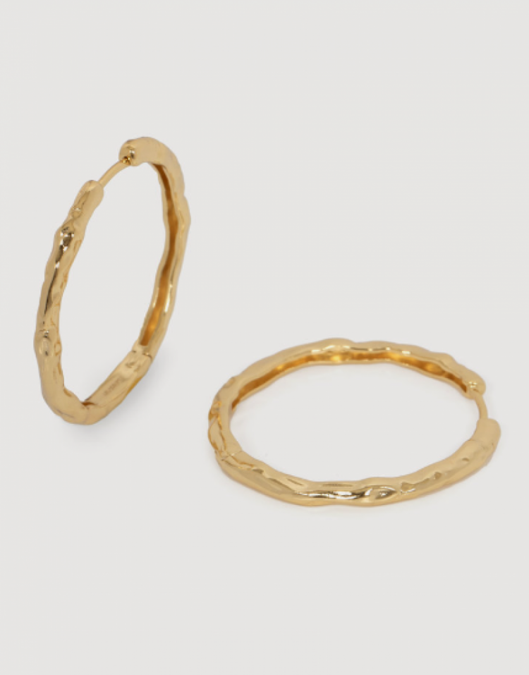 Fara Hammered Hoops Set Earrin Gold