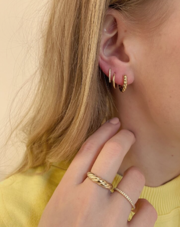 Oorbel Jeanne Midi Strass Gold