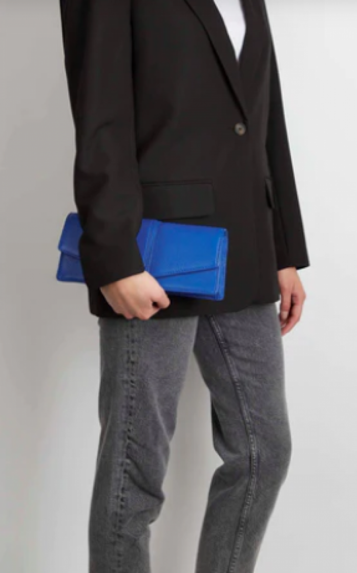 Bex Clutch Grain Electric Blue