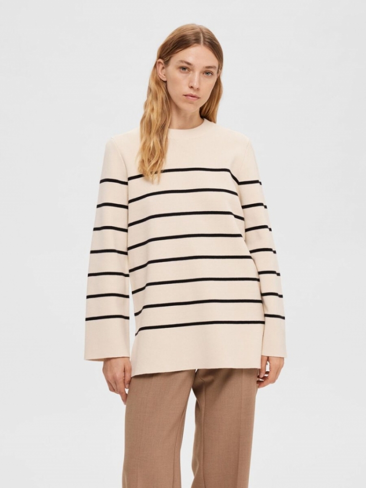 SlfLiva LS long knit o-neck Birch 