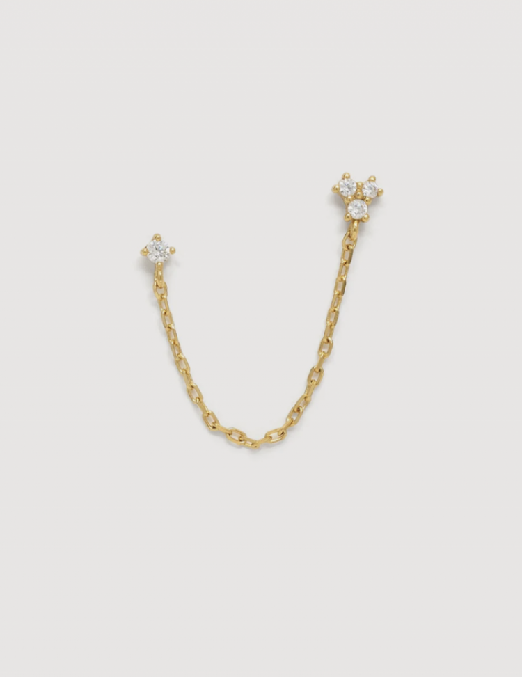 Oorbel Lira Double Stud Chain Gold