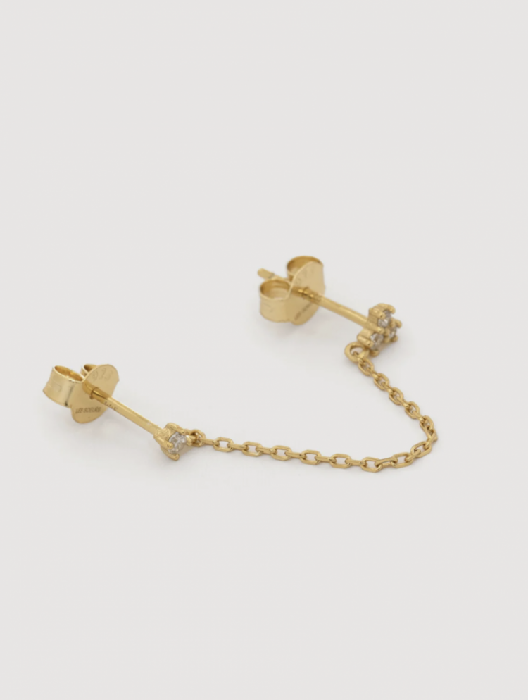 Oorbel Lira Double Stud Chain Gold