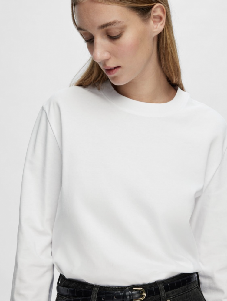 Slfessential ls boxy tee noos Bright White