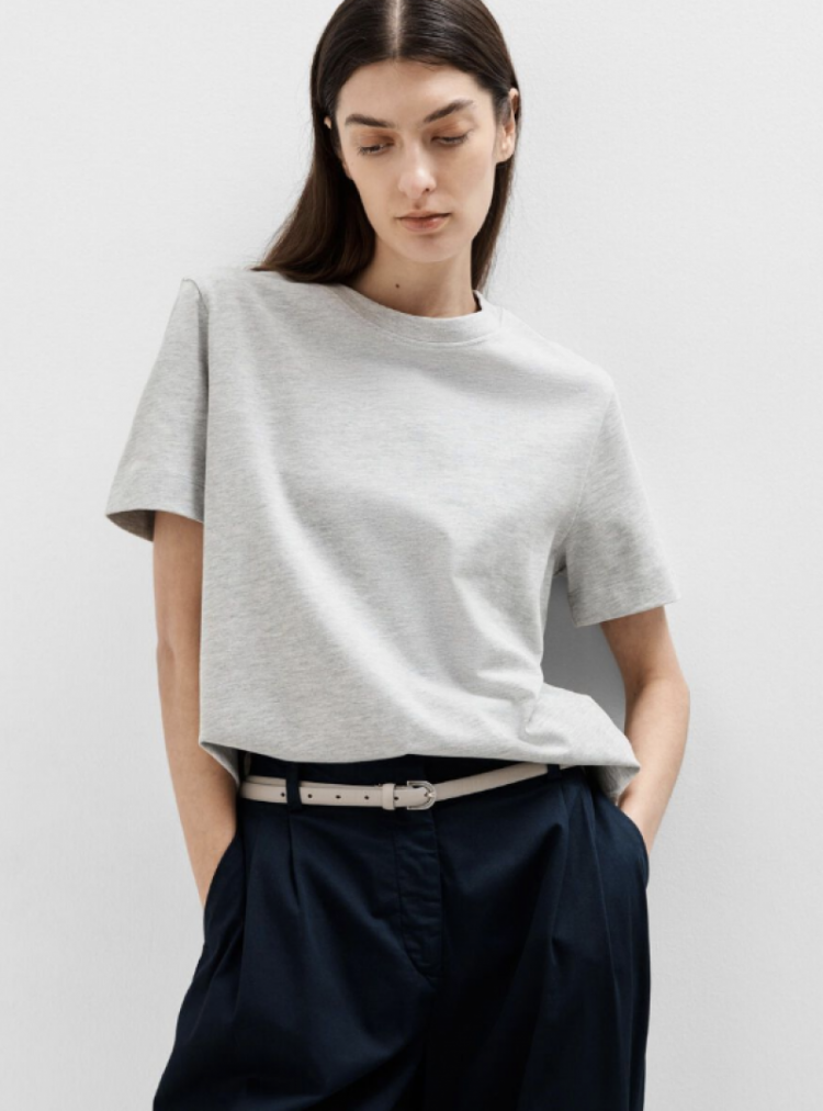 SlfEssential SS Boxy tee Light Grey Mela