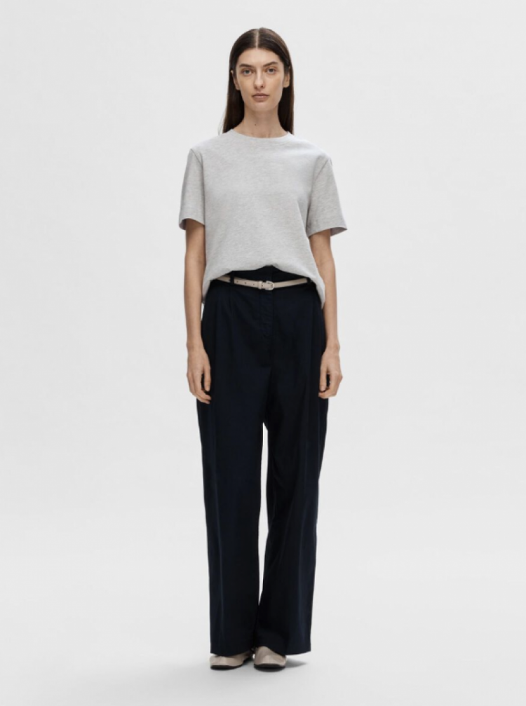 SlfEssential SS Boxy tee Light Grey Mela
