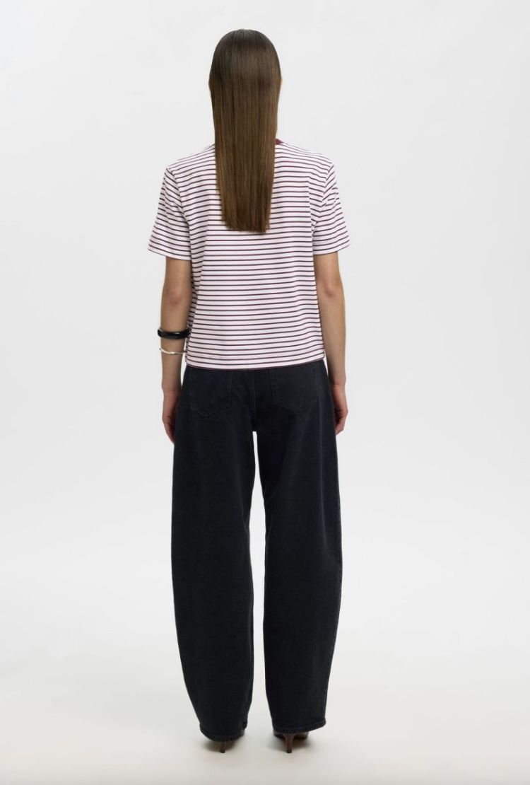 SlfEssential ss striped Boxy Tawny port / br