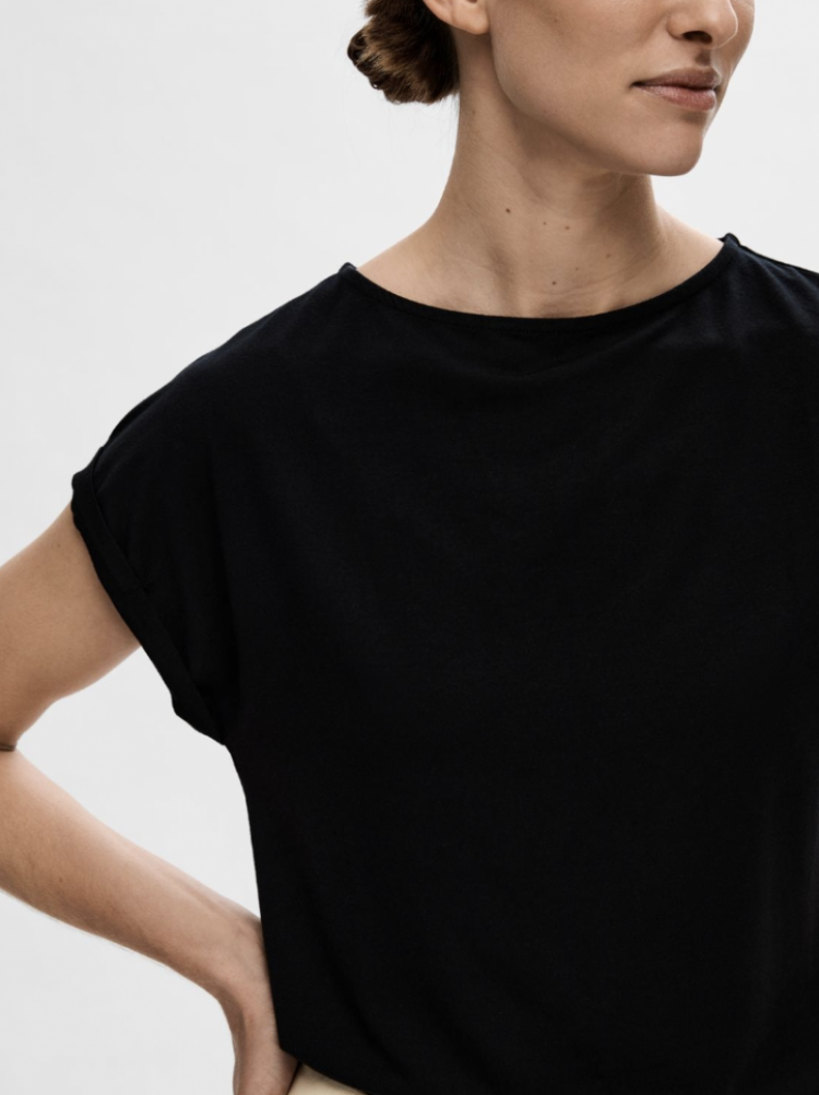 SlfBellis SS boat neck tee Black
