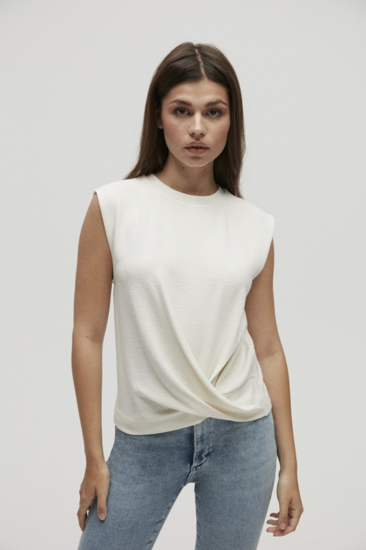 Structured Top with knot Off White