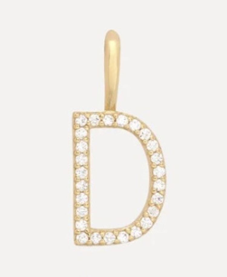 Initial strass Charm D Gold