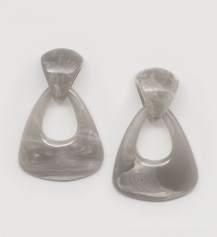 Merel Resin earring set  Grey marble