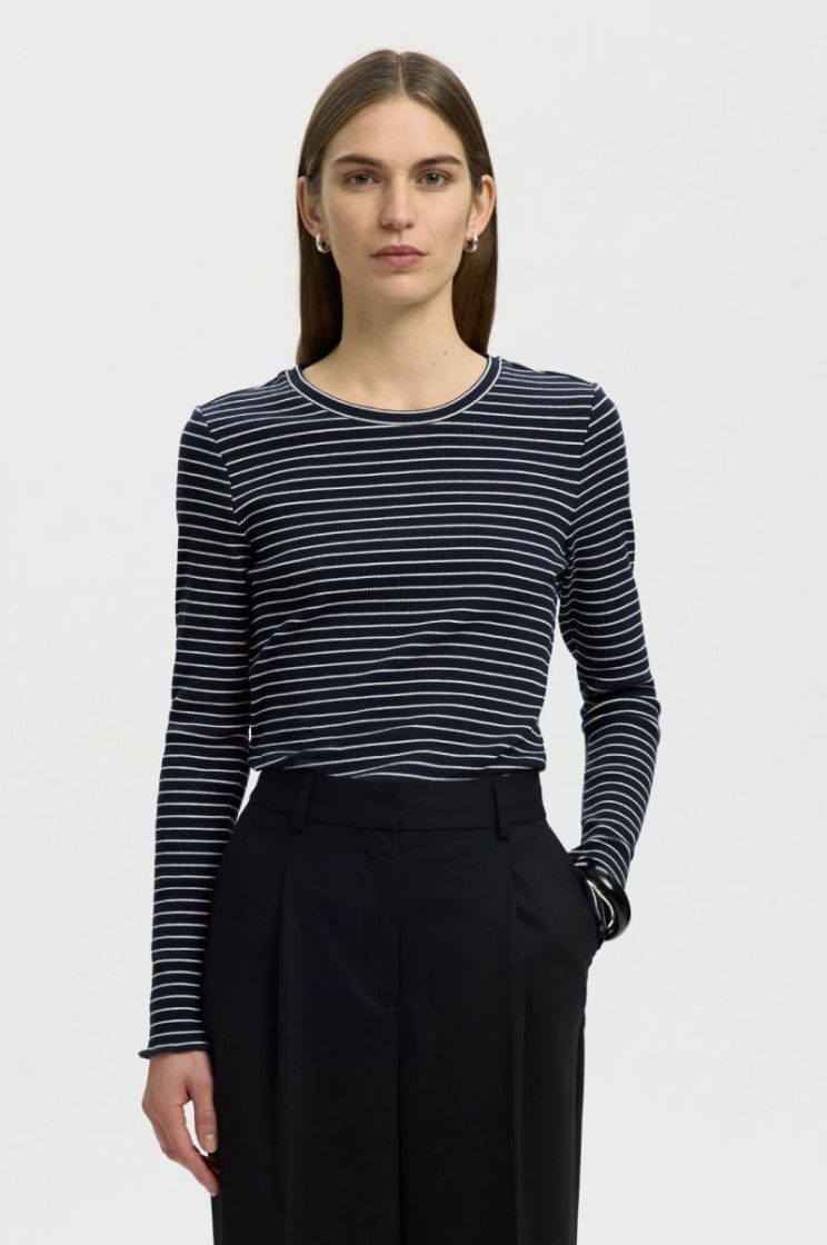 slfanna ls crew neck tee Dark sapphire /