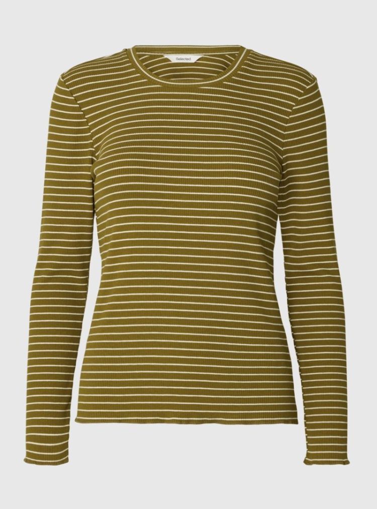 slfanna ls crew neck tee Fir green / sno