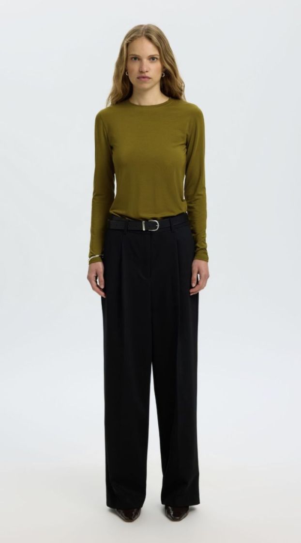 Slfmanja LS o-neck noos Fir green