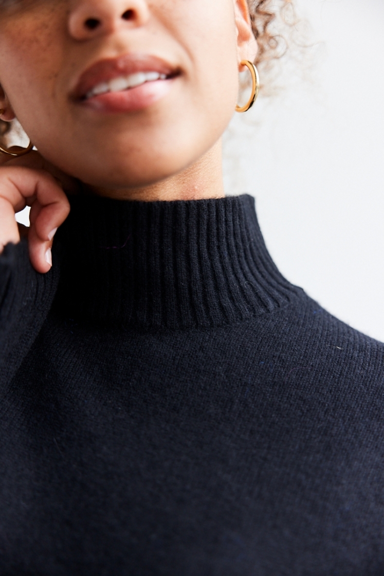 slfcille ls knit high neck noo black