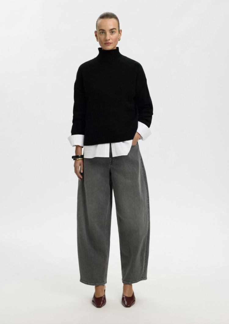 slfcille ls knit high neck noo Black