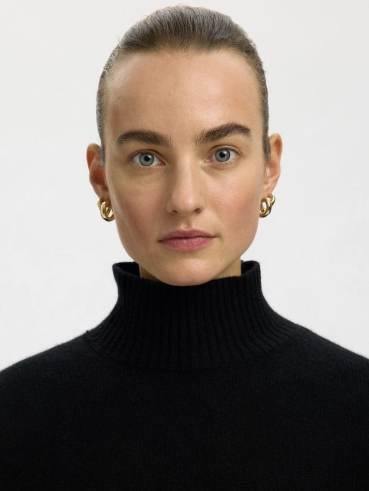 slfcille ls knit high neck noo Black