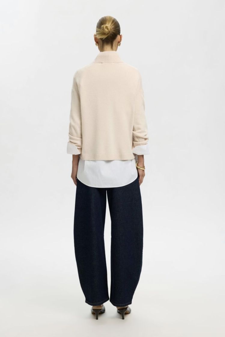 slfcille ls knit high neck noo Snow white