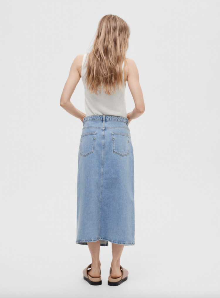 Slfkrista-gerda HW max skirt Light blue deni