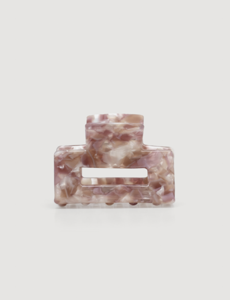 Haarclip Rectangle maat S Roze/wit