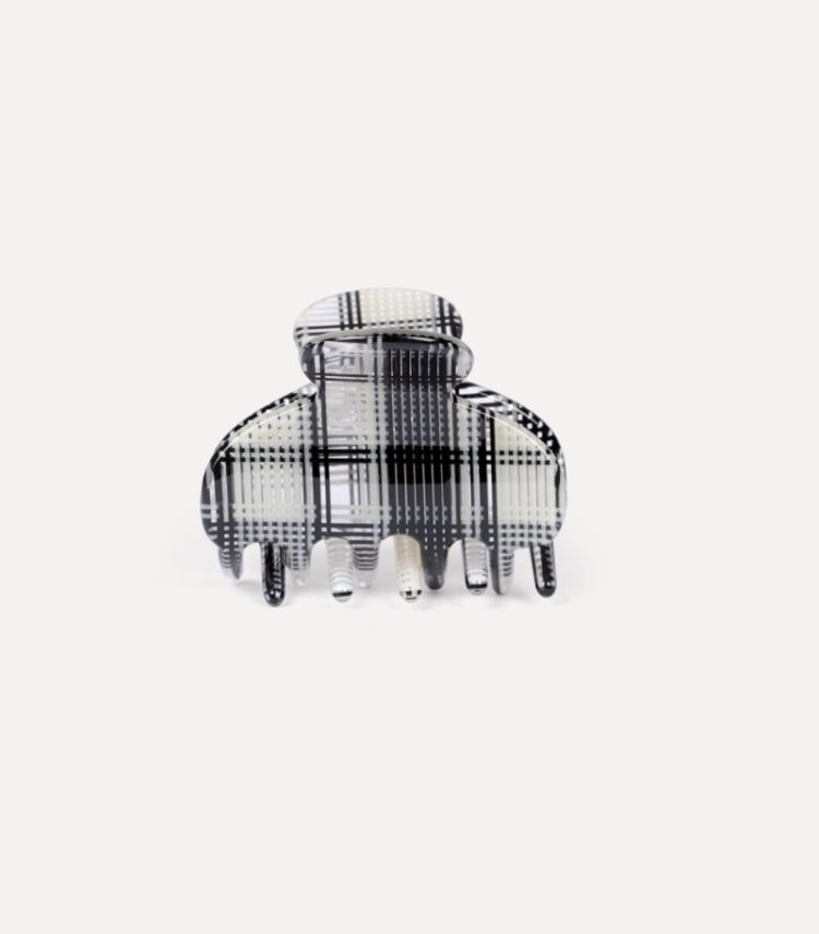 Haarclip resin rond maat XS Black checked
