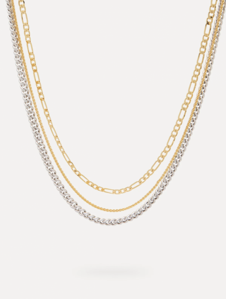 Rana Necklace Triple combi gold/silv