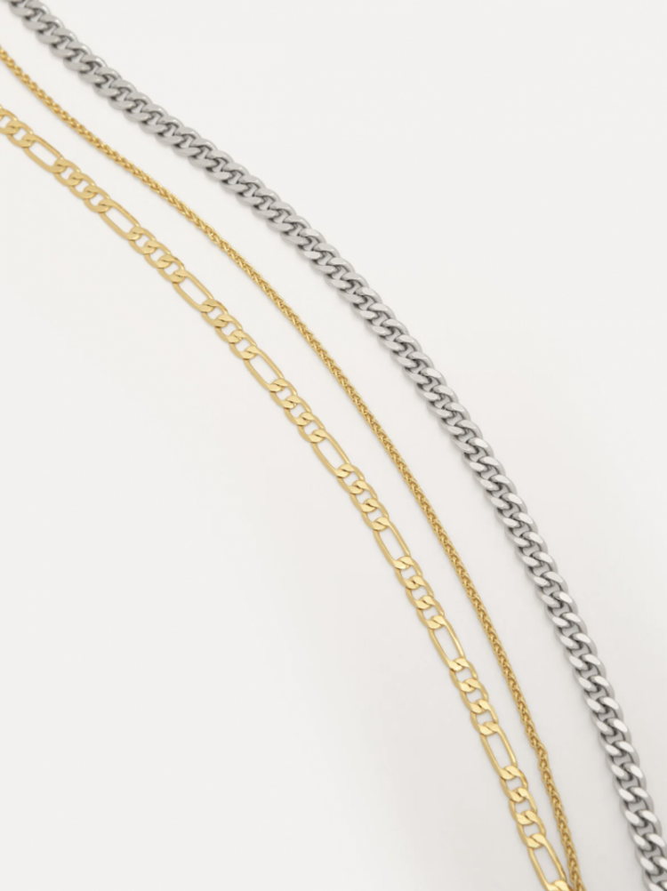 Rana Necklace Triple combi gold/silv