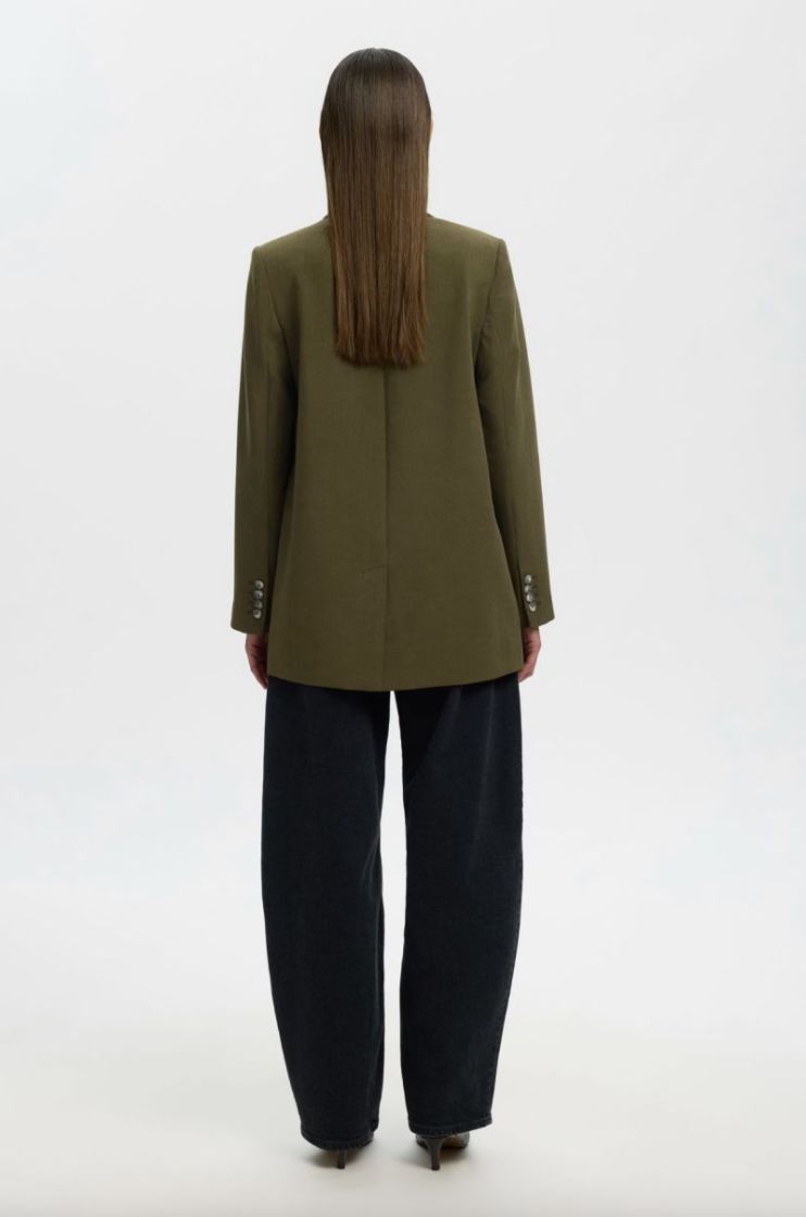 Slfrita LS relaxed blazer mel  Fir green