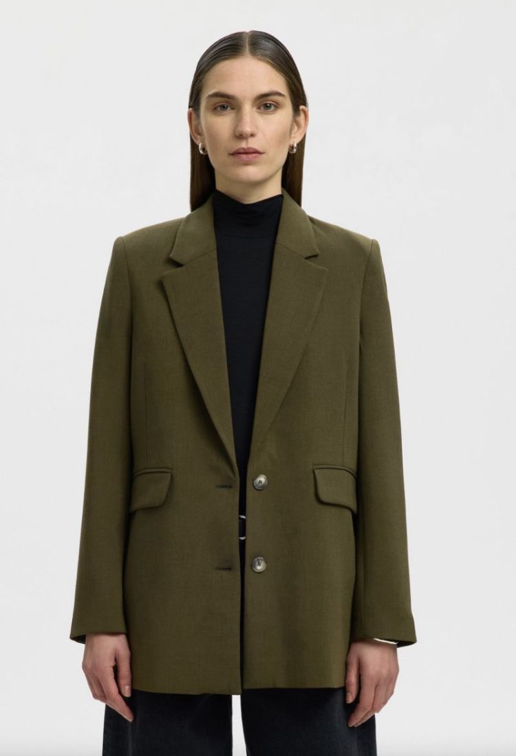 Slfrita LS relaxed blazer mel  Fir green