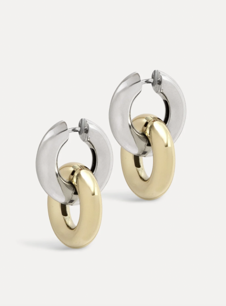 Oorbel set Fara linked  combi gold/silv