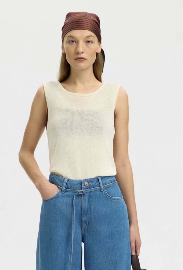 Slfmoon sus sl knit top Birch