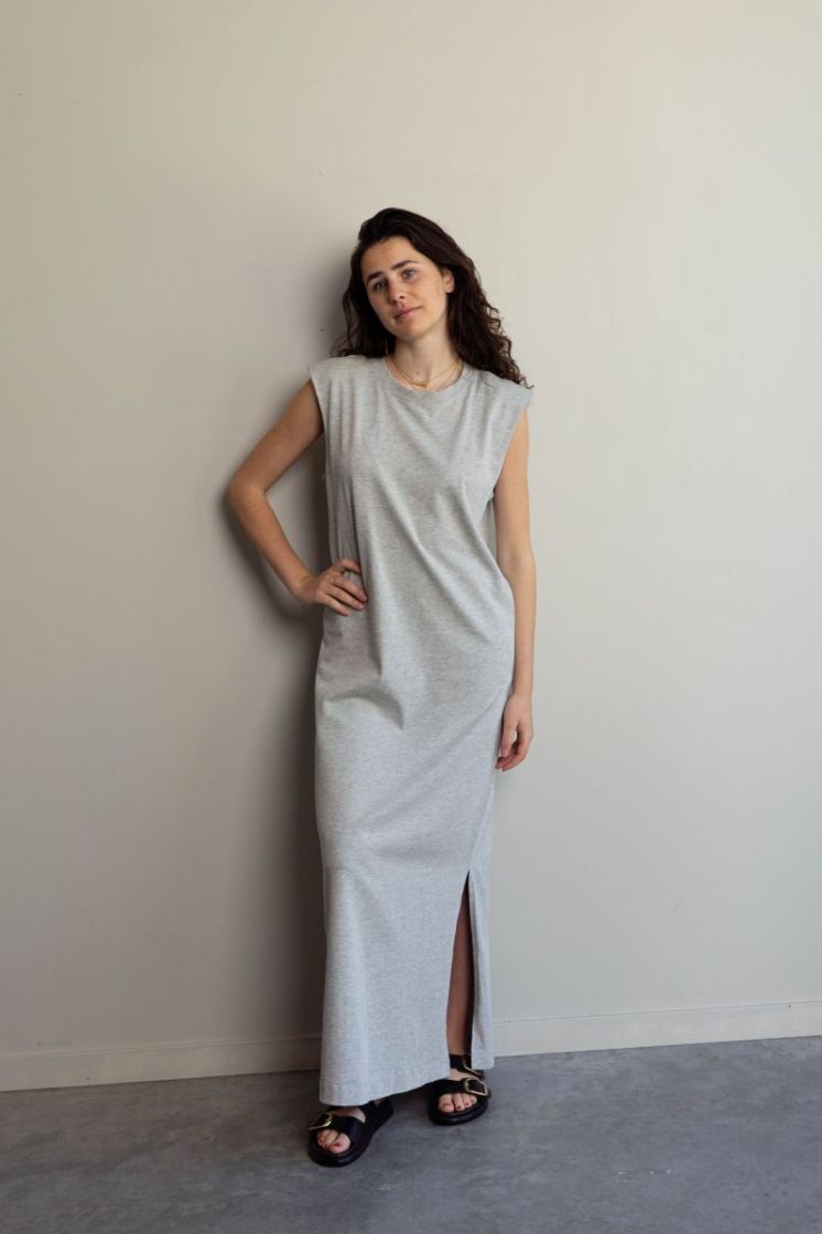 Slfhalley SL Shoulderpad dress light grey mela