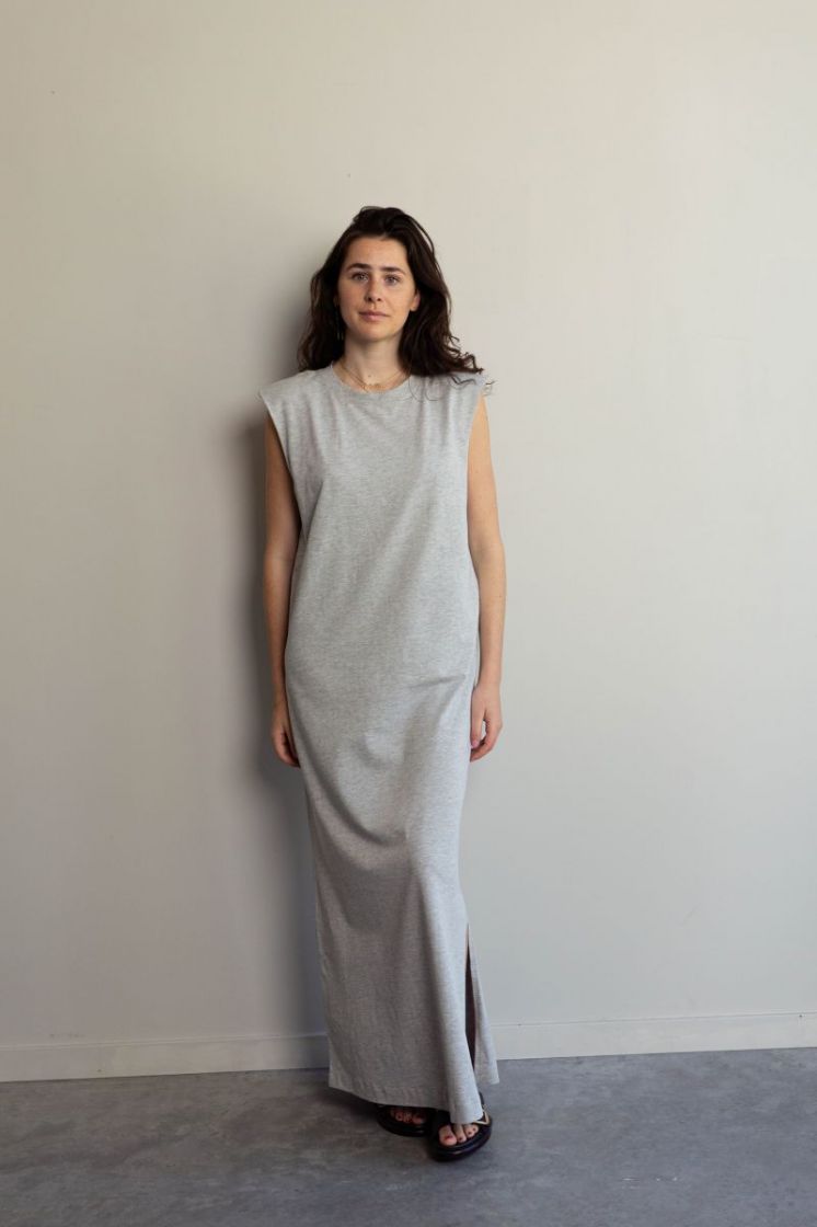 Slfhalley SL Shoulderpad dress light grey mela