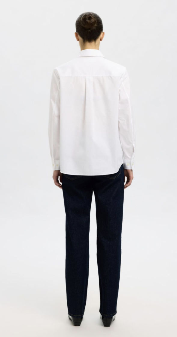 Slfester LS relaxed shirt  Bright White
