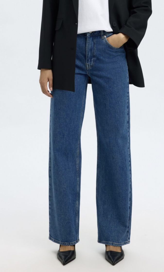 Slfwide kori jeans Medium Blue Den