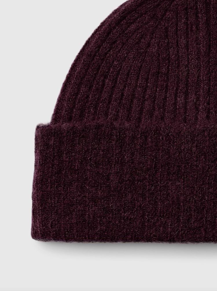 SLFLulu Wool Blend knit Beanie Tawny port 