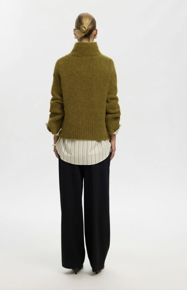 Slfgabriella ls knit high neck Fir green