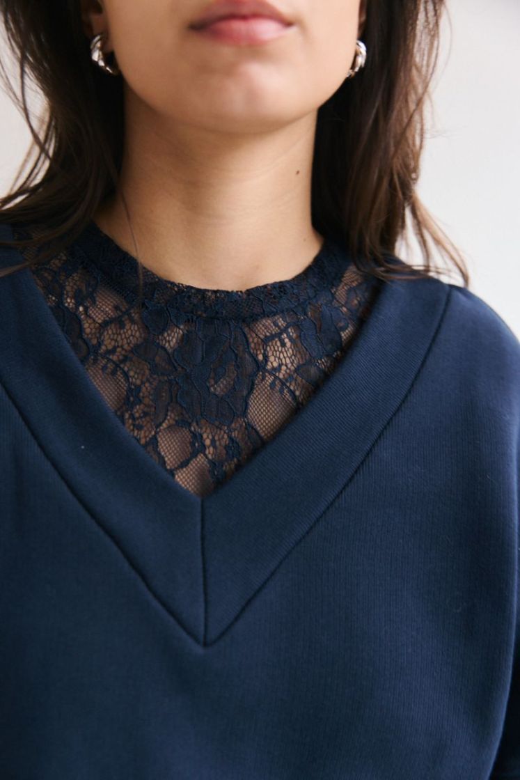 Slfmista ls o neck top Dark Sapphire