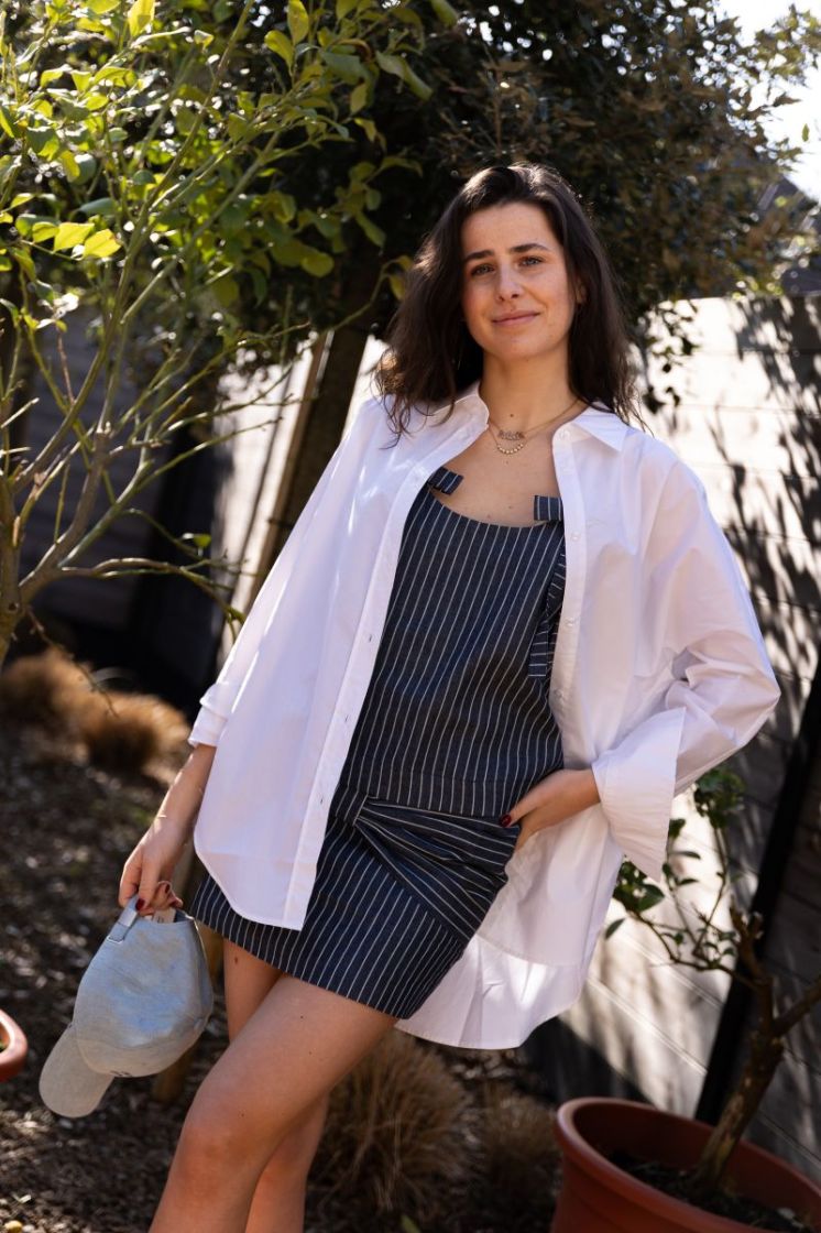Striped mini skirt light navy
