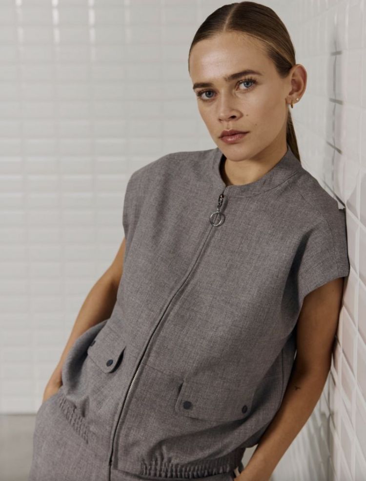 Marina Tailored Waistcoat Mid Grey Melang