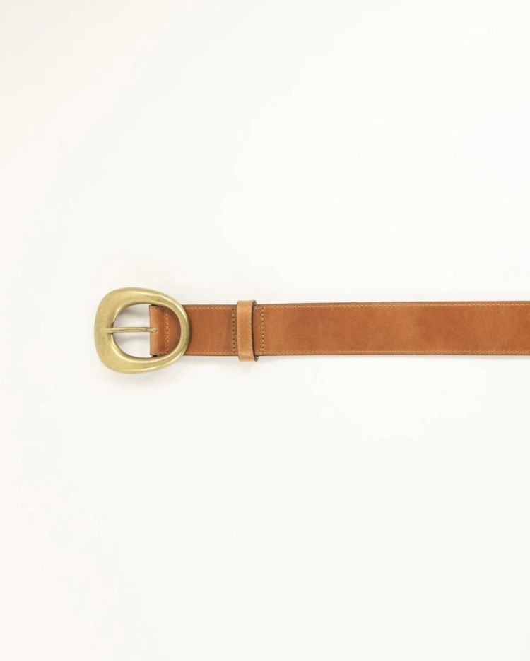 Luan Leather belt large buckle clay brown