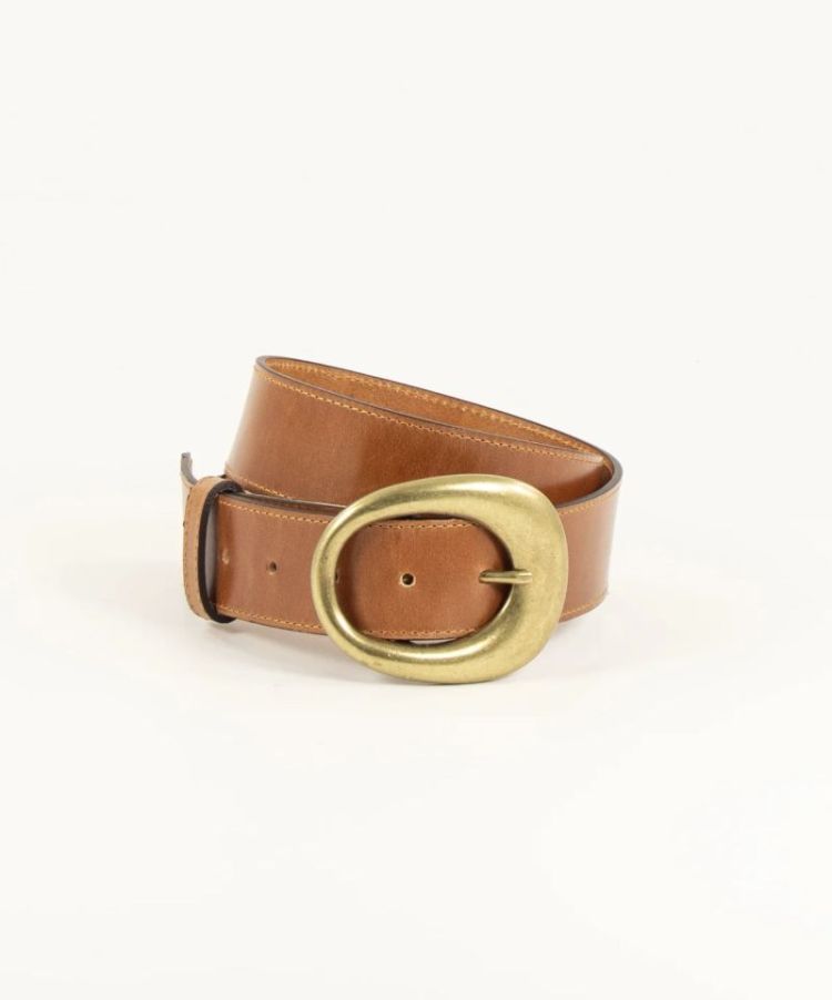 Luan Leather belt large buckle clay brown