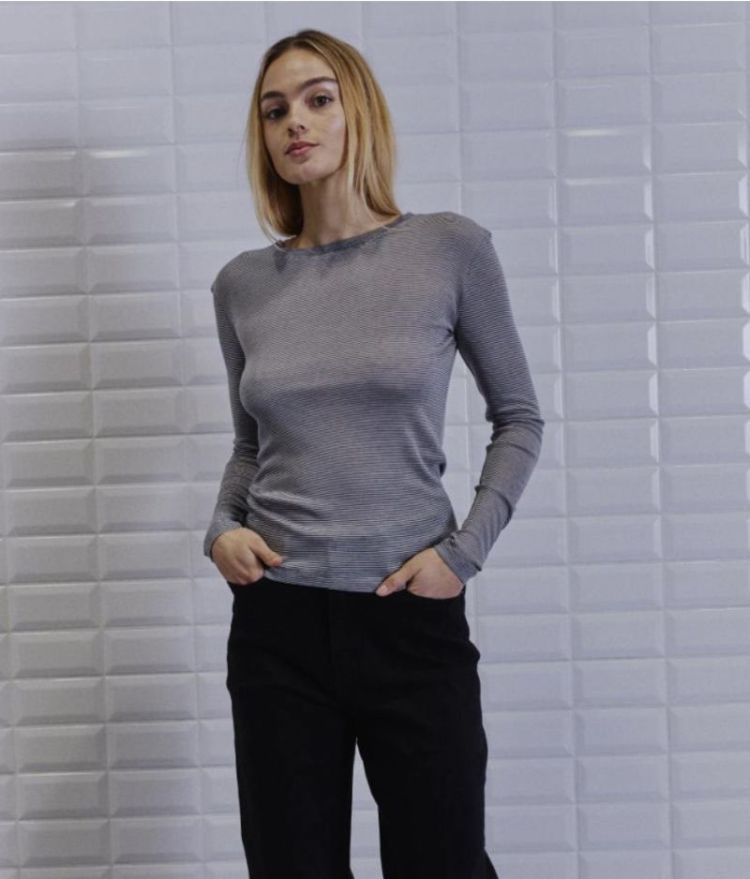 Wbljosefine ls tee  Grey stripe