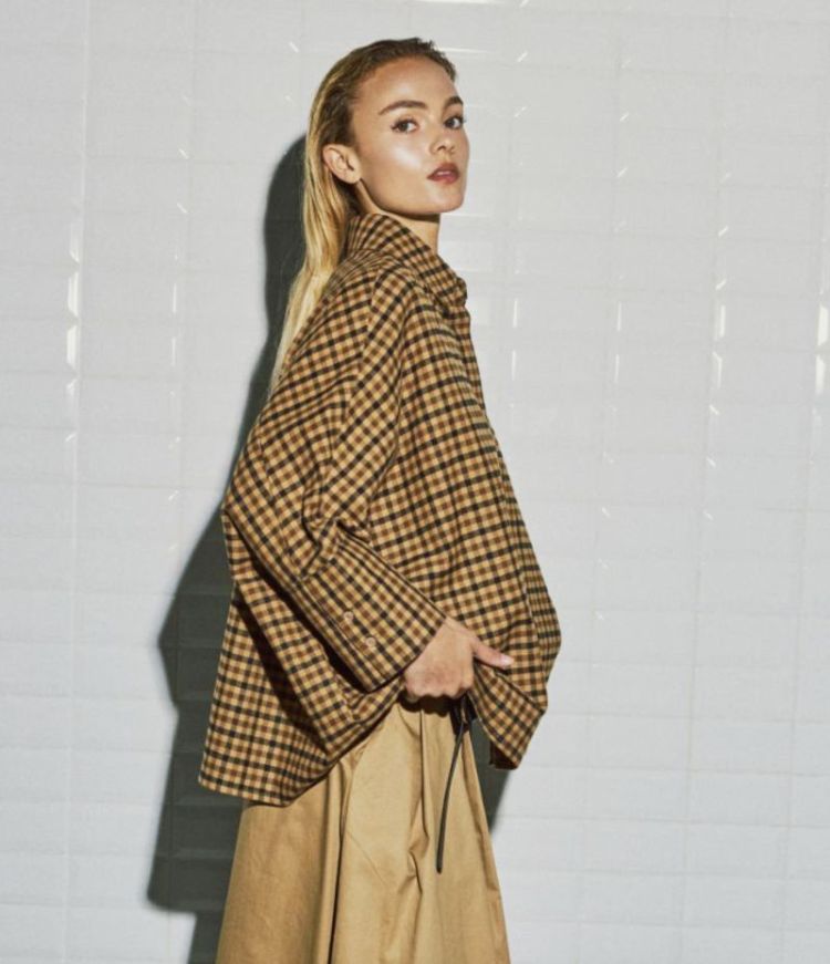 Wblmadison check bat shirt  Camel check 