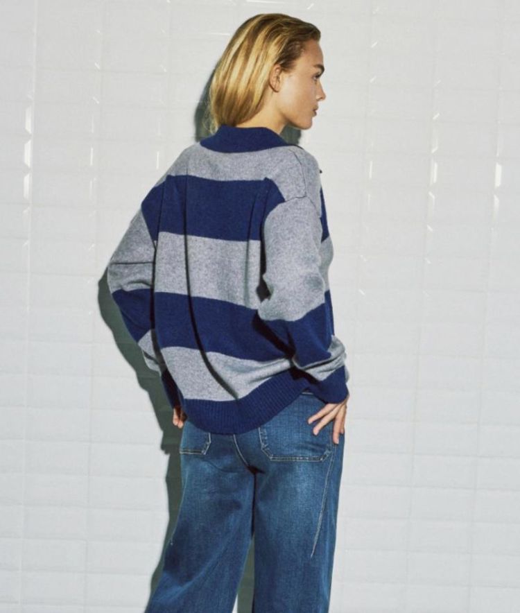 Wbliza ls henley pullover Blue grey strip