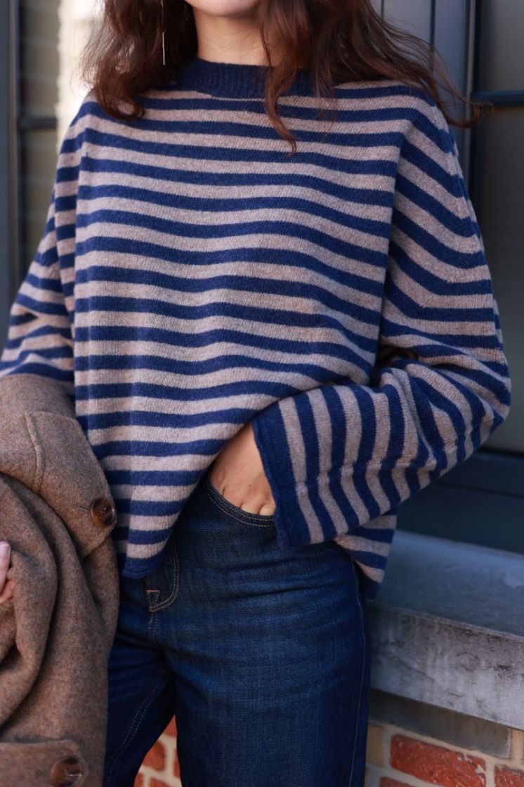 Pull ML Rayures bicolore Navy/latte