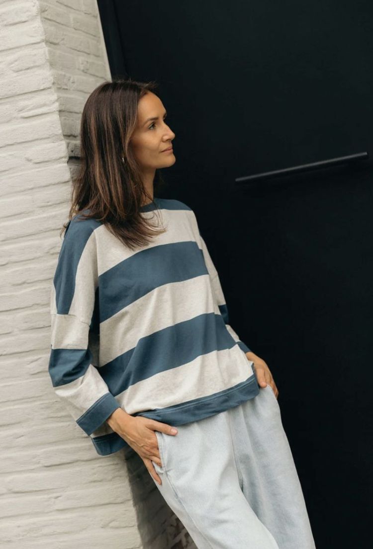 Claudia longsleeve Petrol / grey s
