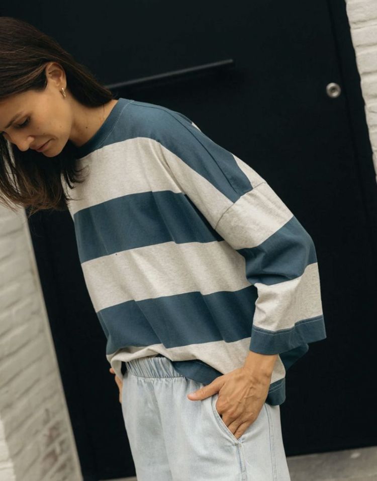 Claudia longsleeve Petrol / grey s