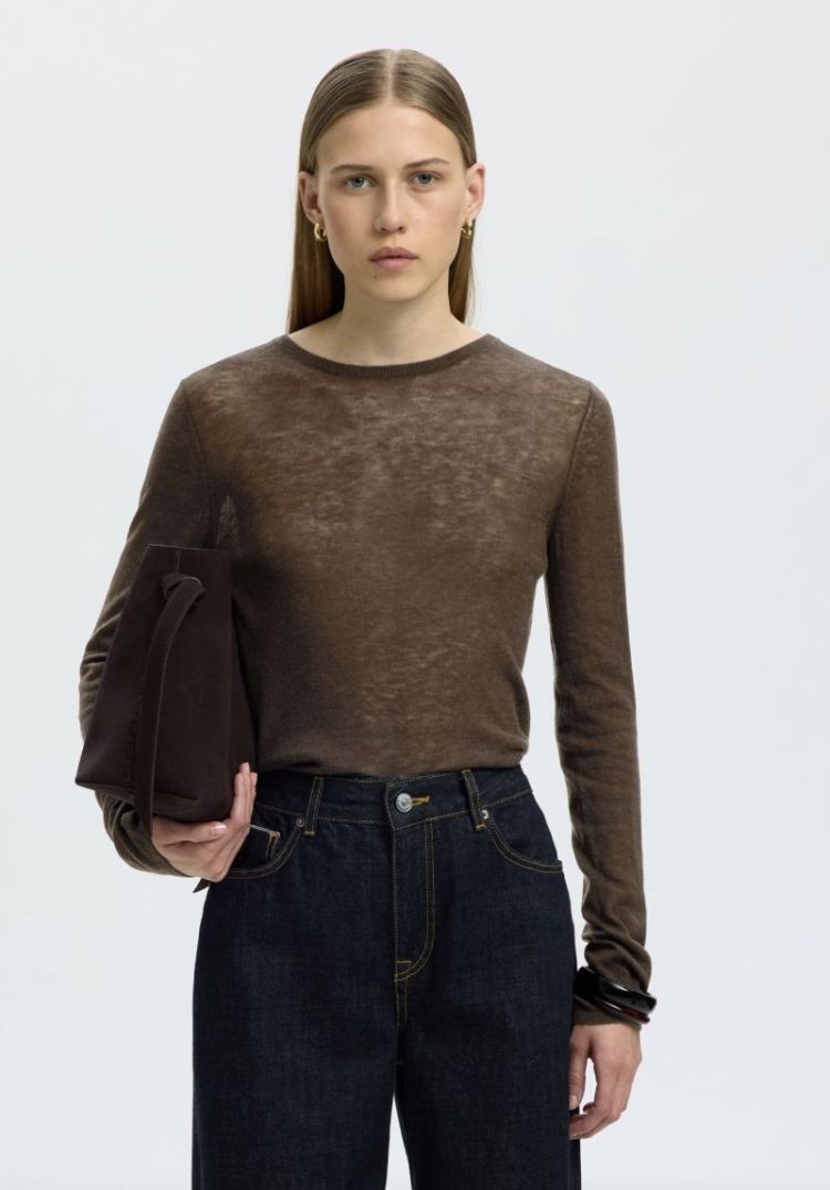 Slwvendy ls knit wool o-neck Delicioso